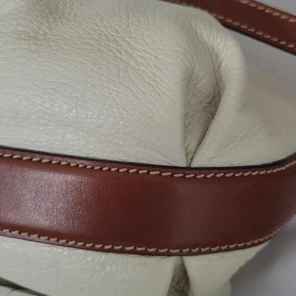 Salvatore Ferragamo Gancini Shoulder Bag Ivory and Brown Leather Gold Hardware - Picture 9 of 15